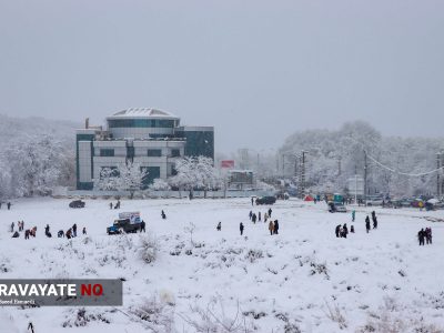 بارش برف در جنگل ناهارخوران گرگان